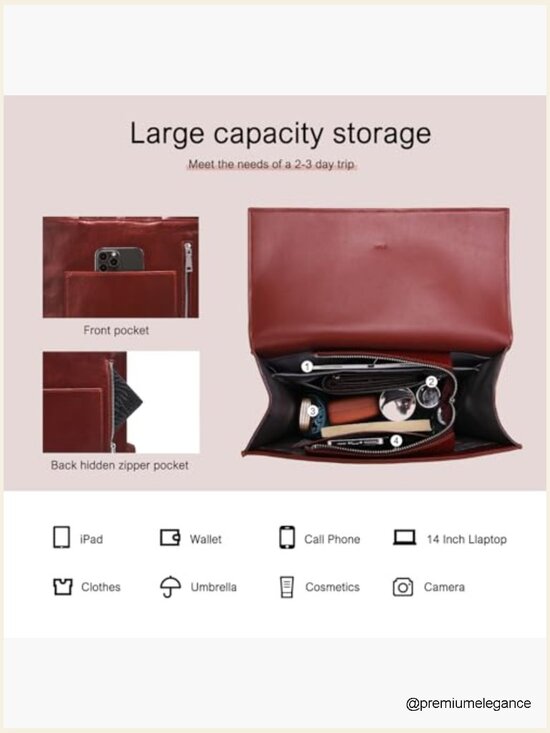 Genuine Leather Backpack for Work 14\